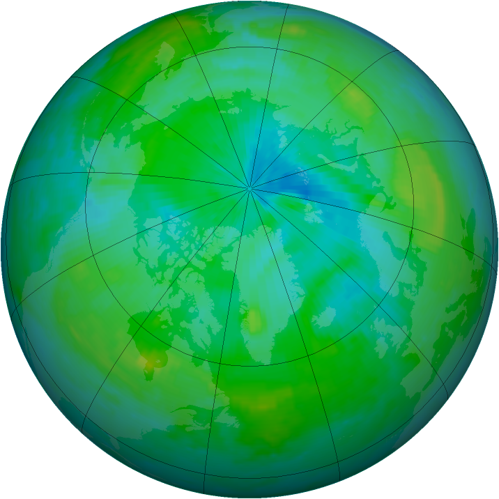 Arctic ozone map for 16 August 1997